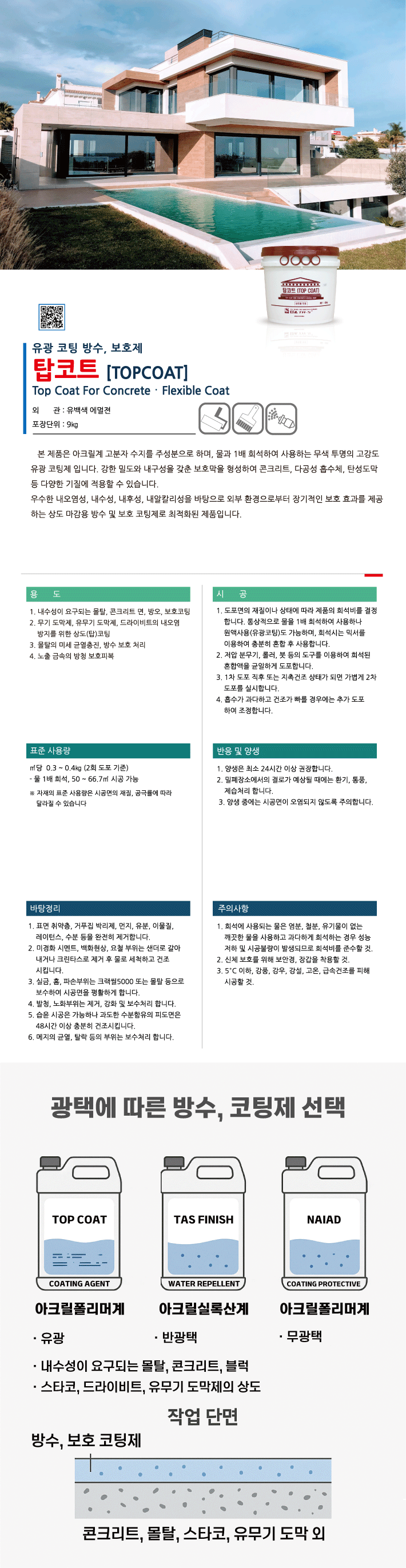 탑코트 아크릴 방수 보호 코팅재 제품 소개